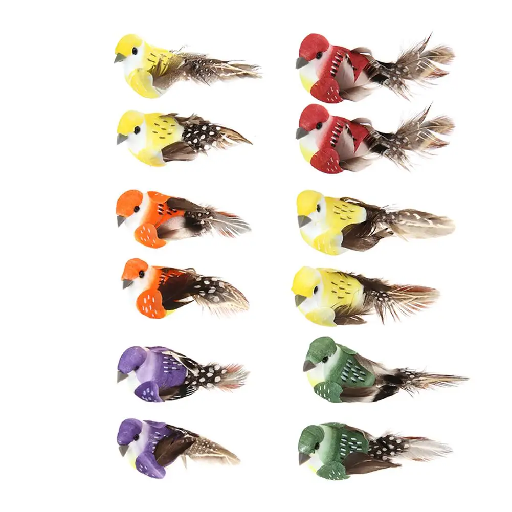 

12pcs/Set Simulation Artificial Foam Feather Birds Models Garden Fake Animal Wedding Home Ornament Craft Miniature Decoration