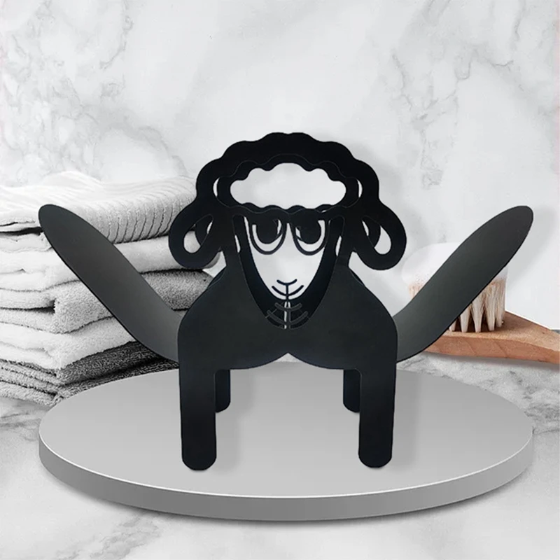 

Декоративный держатель для туалетной бумаги в виде овцы, отдельно стоящая полка для хранения салфеток в ванной комнате, черный настенный ру...