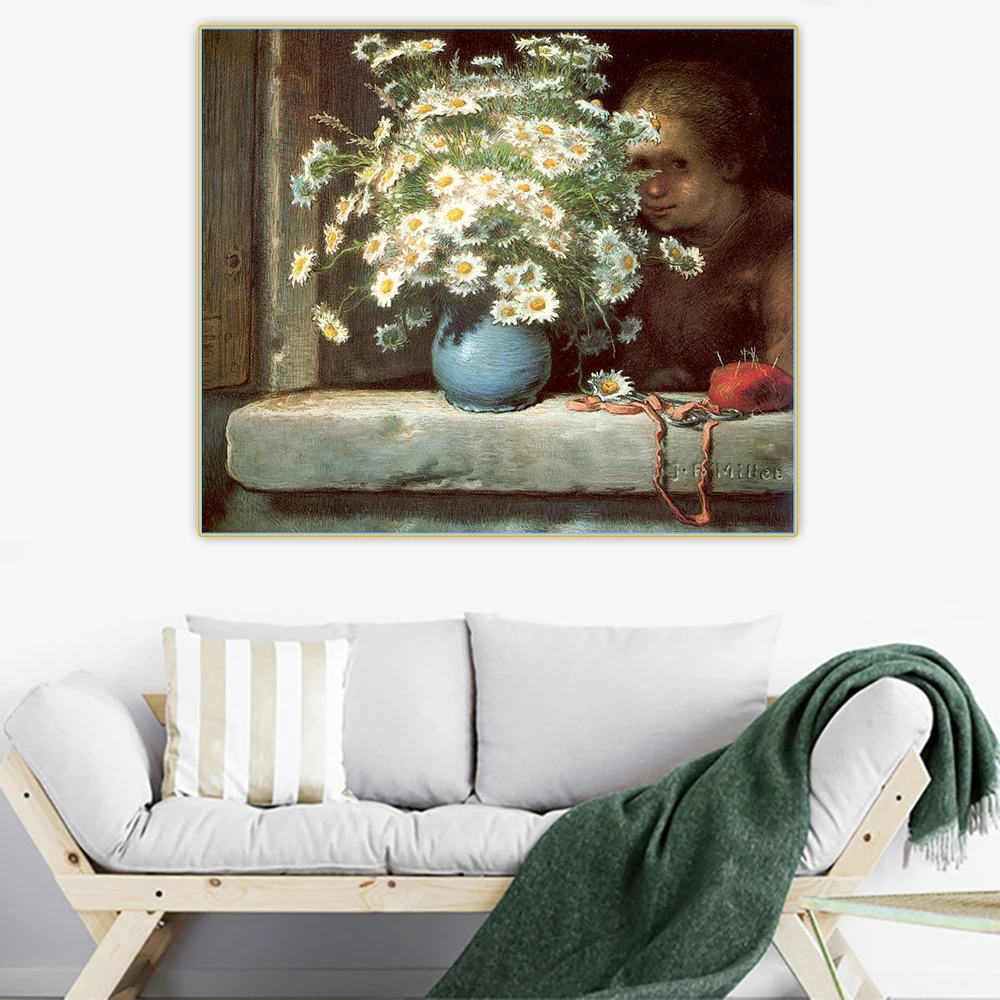 

Citon Jean Francois Millet《The Bouquet of Daisies》Canvas Oil Painting Artwork Poster Picture Wall Decor Backdrop Home Decoration