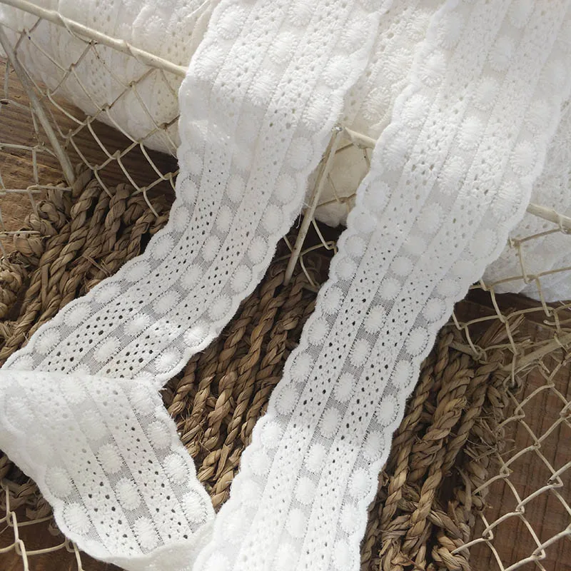 Однометровая Цветочная вышитая бежевые хлопковые кружева лента для рукоделия