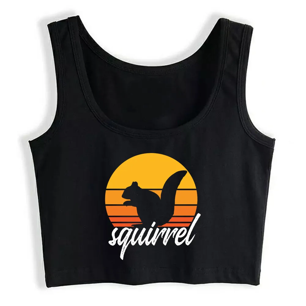 

Crop Top Women Squirrel Sunset Vintage Animal Lover Squirre Harajuku Tank Top Women Casual Women Clothes