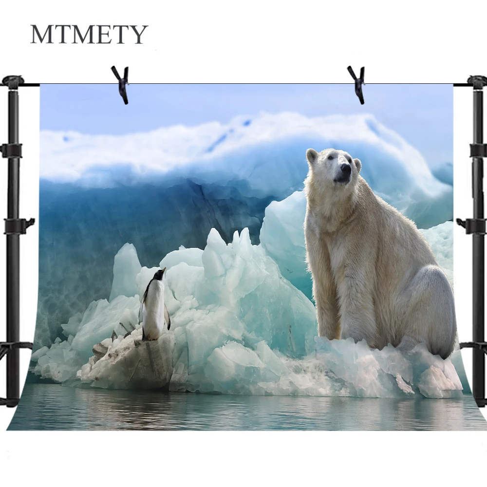 Фотофон MTMETY с полярным медведем ледником пингвином арктической Антарктикой