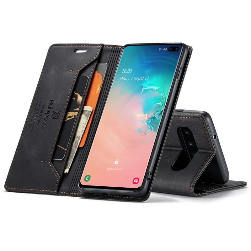 Чехол для Samsung Galaxy S10 Plus прочный магнитный матовый мягкий кожаный чехол телефона
