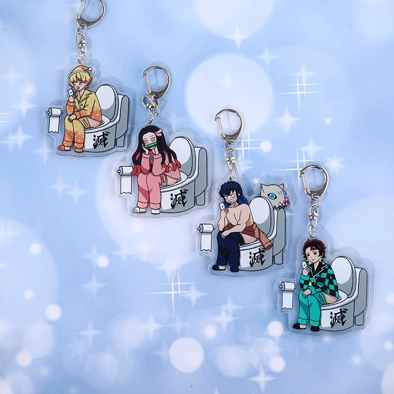 

Anime Demon Slayer Keychain PVC Key Chains Choker Kamado Tanjirou Same Jewelry Fans Brelok Gift