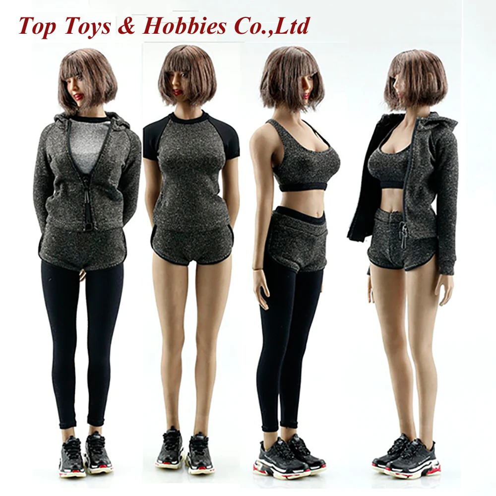 

1/6 scale FA008 Female figure Clothes Yoga Suit Fitness Suit Set Gray 6 Piece/ Set for 12'' Action figure Body