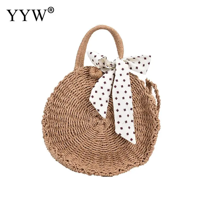 

Circle Rattan Bags Straw Bag Handbags Bohemian Summer Vacation Casual Bags Top Handle Handbags Totes Round Shaped Crossbody Bags