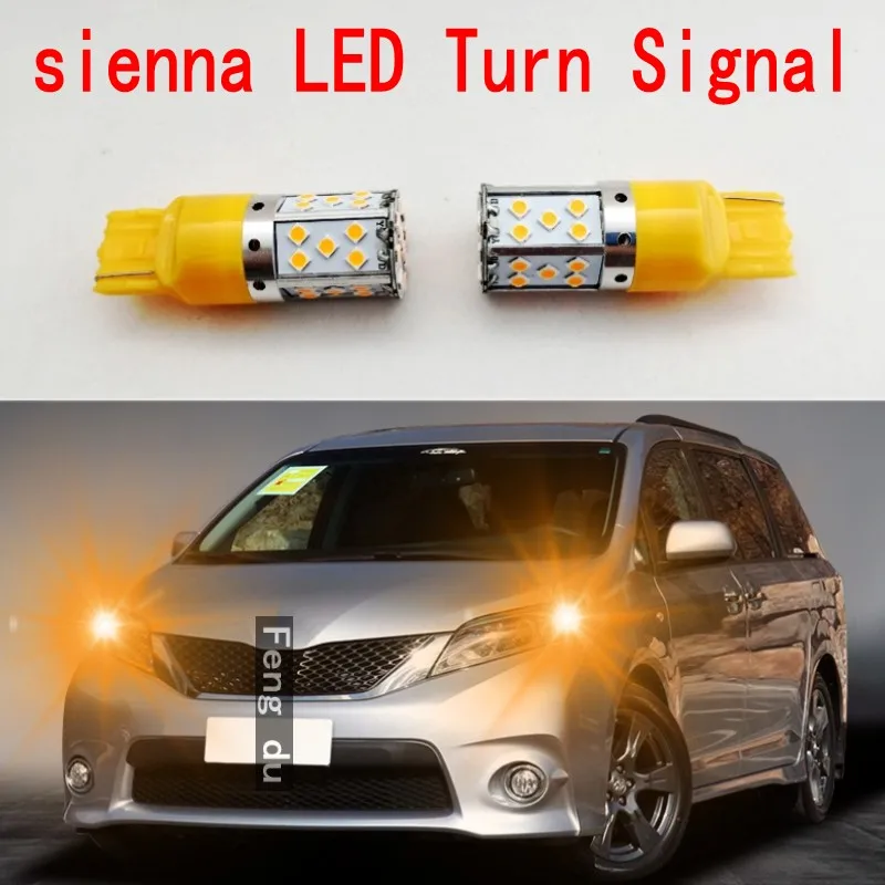 

2pcs For 2005-2015 Toyota sienna LED High Bright Indicator Car Turn Signal Before and after Signal Light Amber Yellow Bulb