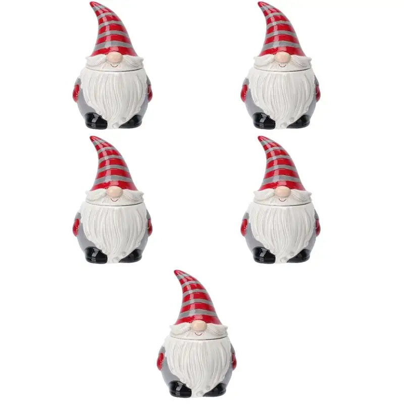 5 pcs Ceramic Santa Shape Storage Can Tea Can with Airtight Lid Baking Supply