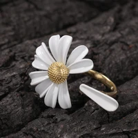 hibride new fashion daisy flower rings for women boho chic jewelry simple white color adjustable open ring r 240