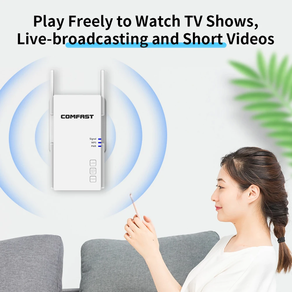 

WiFi Repeater AC2100Mbps Dual-Band 2.4/5.8Ghz Wireless Wifi Router Signal Range Extender Booster Amplifier