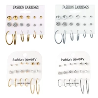 heart crystal stud earrings set card zircon balls flowers earrings women imulated pearl earrings kit wedding bride jewelry gift