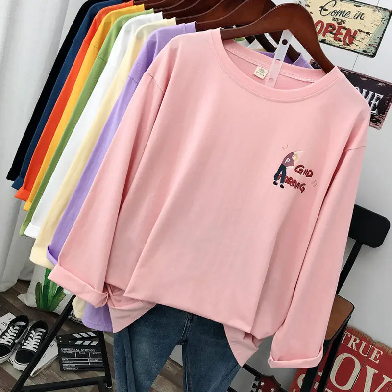 

HOUZHOU Women's T-shirt Plus Size 4XL Green Long Sleeve Tops Casual Loose Oversized Spring Autumn Tees Streetwear Fashion Blouse