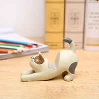 cream cat cellphone stand with brown ear patch smartphone stand cat mobile phone tablet holder resin desktop decoration