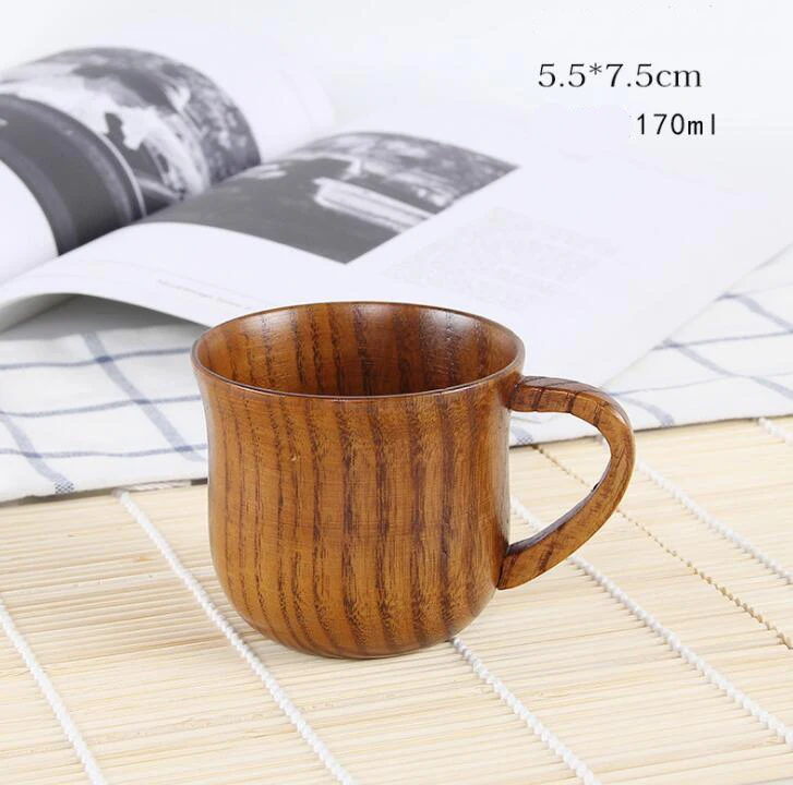 170ML Высококачественная креативная кружка из натурального дерева, кофейное бокал для вина, держатель для термоса, чайная чашка для семейного чая, бар, пивное молоко, посуда для напитков - Цвет: 170ML
