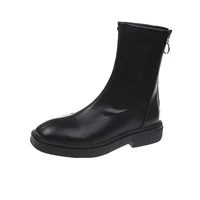 new front zipper platform womens motorcycle boots ladies fashion round toe non slip shoes black botines mujer