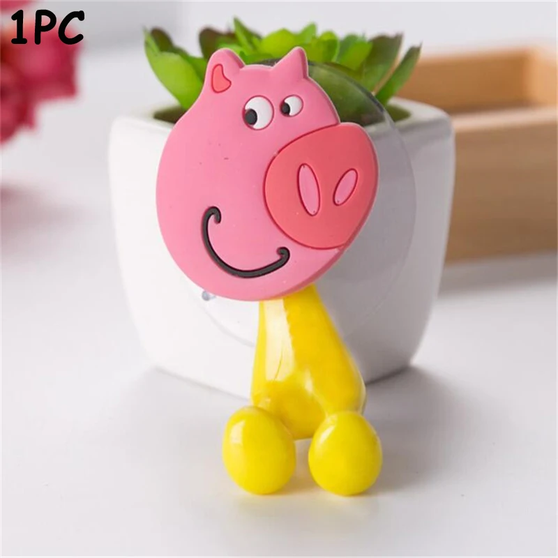 E pig 1pc 2 шт. многофункциональные вакуумные Крючки Присоски кухонные принадлежности подвесной крючок присоски форма НЛО пластиковый крюк аксессуары для ванной комнаты - Цвет: E pig 1pc