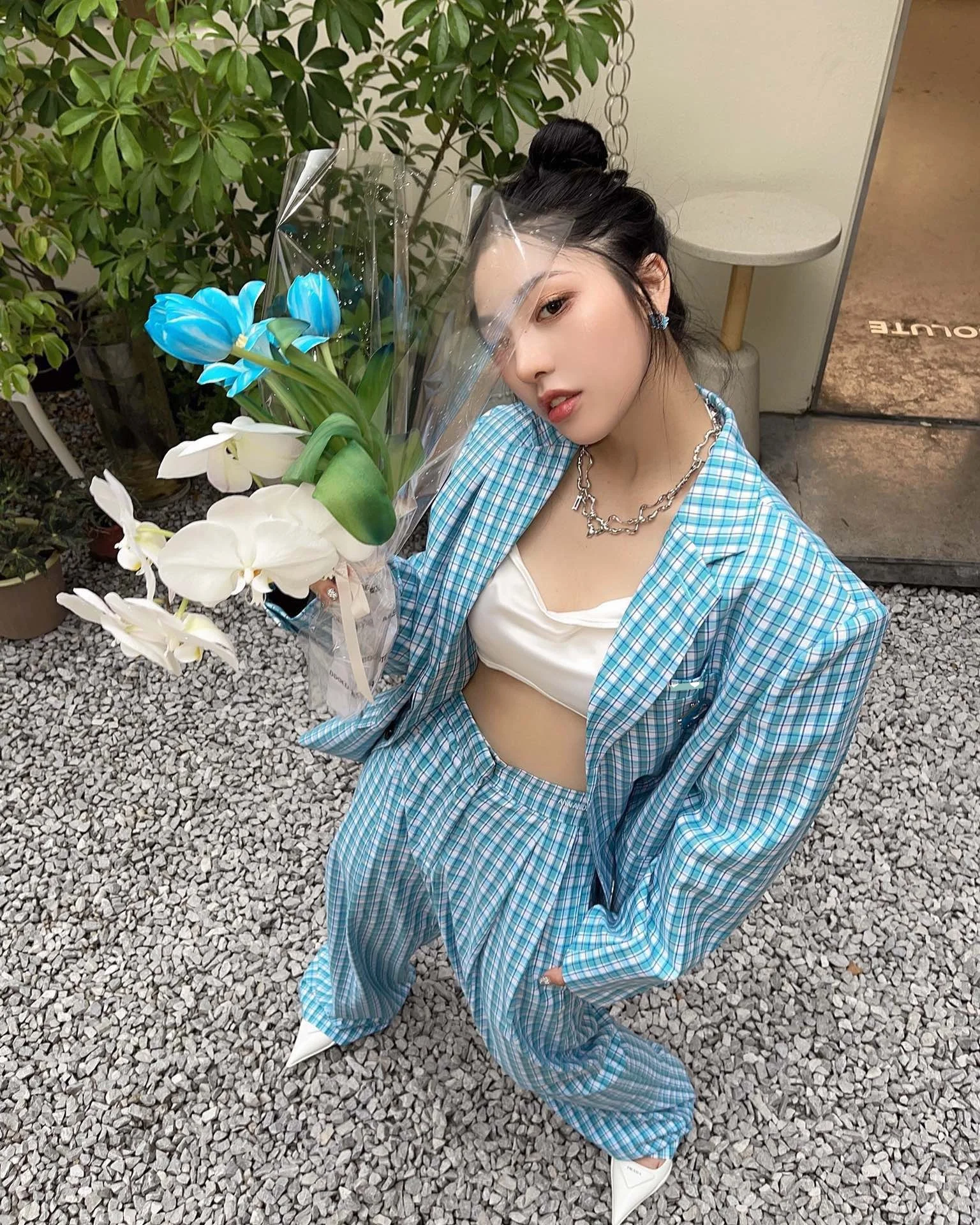 Fashion wide legged pants suit pants female two piece suits