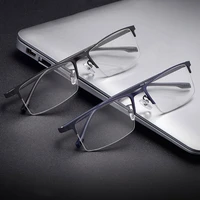 ultralight metal frame glasses men business style half rim nearsighted spectacles with spring hinges hot selling