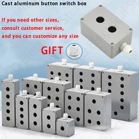 metal cast aluminum waterproof button switch control box opening 22mm emergency stop switch button box aluminum alloy 1234 hole