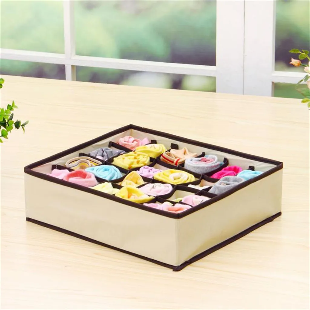 

2021 New 4 Pcs Set Underwear Bra Organizer Storage Box Beige Drawer Closet Organizers Boxes For Underwear Scarfs Socks Bra