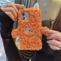 plush embroidered orange monster shockproof rainbow case for apple iphone 13 12 pro max 11 mini xs max xr plus 13pro 13pro max