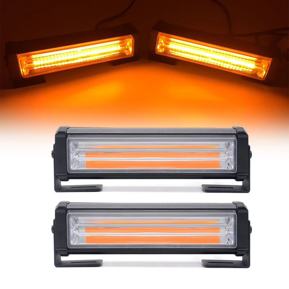 

40W Amber 2 modules COB Car Grille Strobe Lightbar 12V 24V Police LED Emergency Warning Flashing Lamp Head Safety signal lights