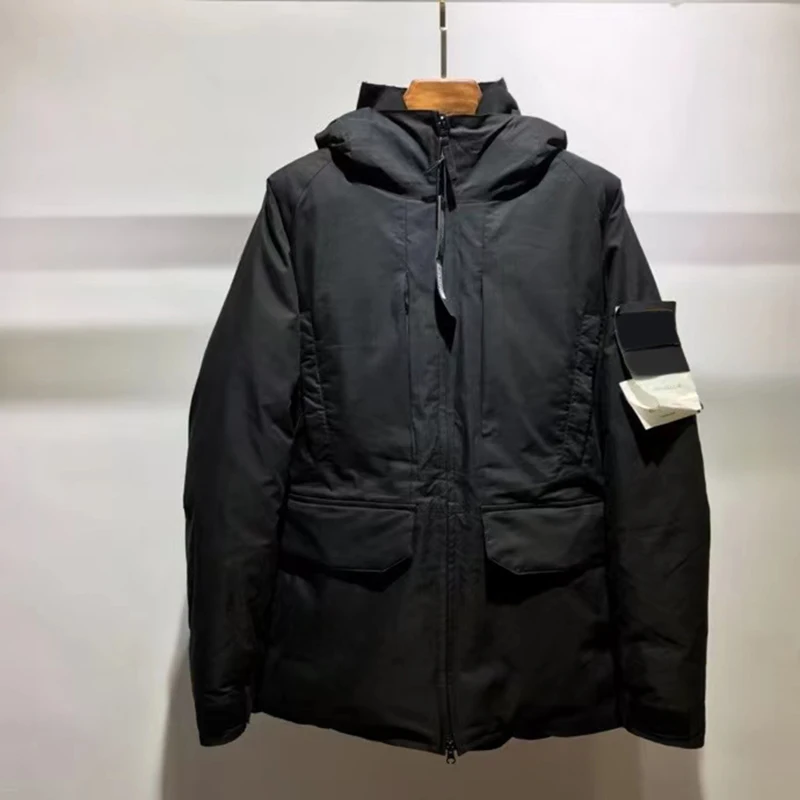 

Winter Down Coat Men Clothing Puffer Jacket Casual Zipper Hooded Outwear Techwear Warm Tops Black M-XXL Size MA231