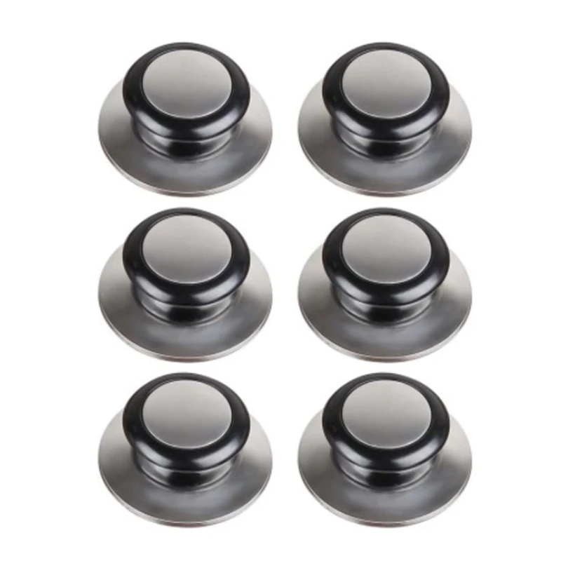 

6Pcs Heat Resistant Pot Pan Lid Circular Knob Universal Stainless Steel Lifting Handle Bakelite Grip Home Kitchen Cookware Repla