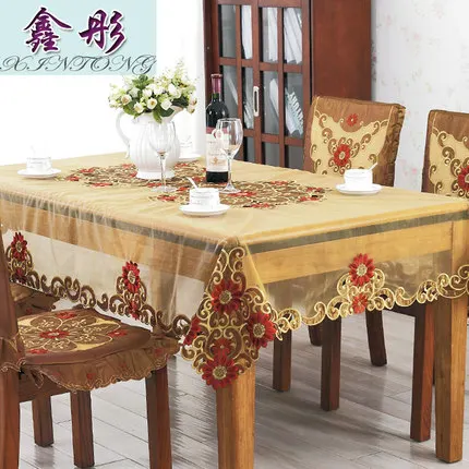Европейская роскошная скатерть с вышивкой покрытие для обеденного стола Золотая