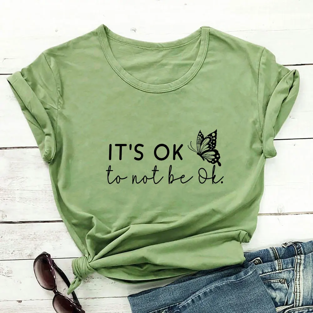 

Женская футболка из 100% хлопка с надписью «To Be Not OK»