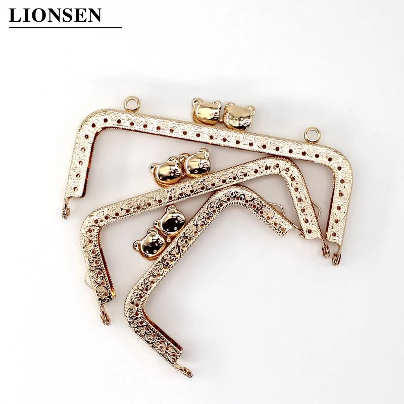 1PCS 8.5 10.5 12.5 CM Light Golden Cat Head Round and Square Metal Purse Frame Handle for Clutch Bag Accessories Kiss Clasp Lock - купить по