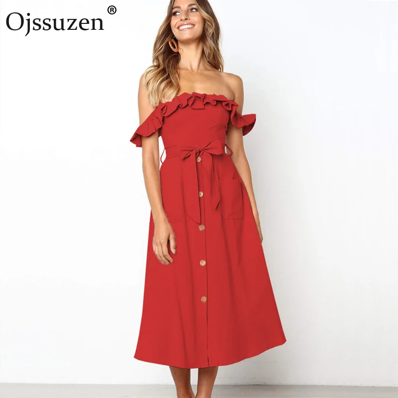 Женское летнее платье с открытыми плечами robe femme розовое Красное Платье макси