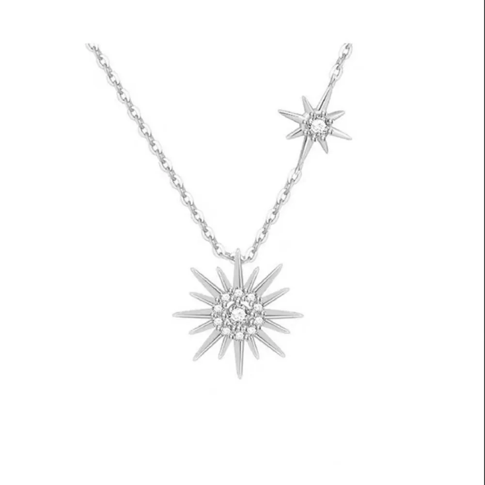 

Fashion Rose Gold Plated Sunflower Sun Star Necklace with Shiny Zirconia for Women Chokers Necklace Gift Party Jewelry XL20092