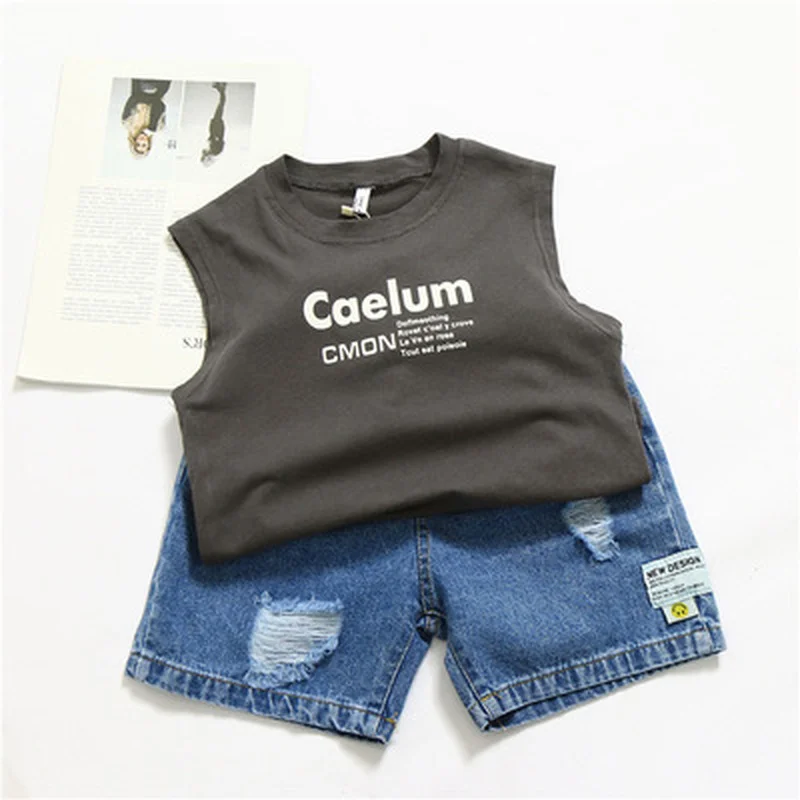 

Children's clothing 2021 summer boys and girls sweat-absorbent breathable letters casual T-shirt