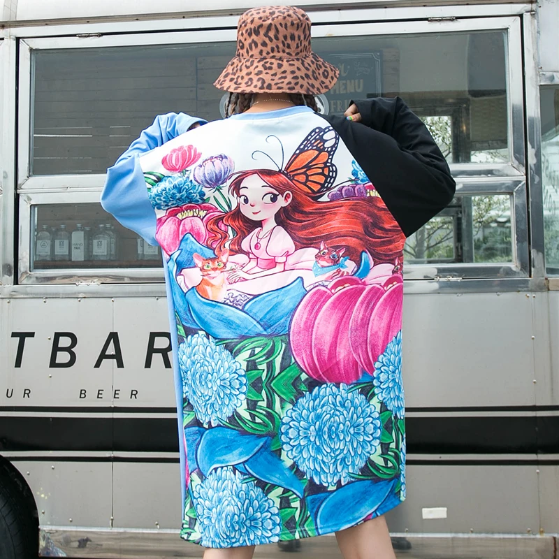 Тайланд Tide бренд 2019 осеннее новое модное платье-футболка с длинным рукавом |