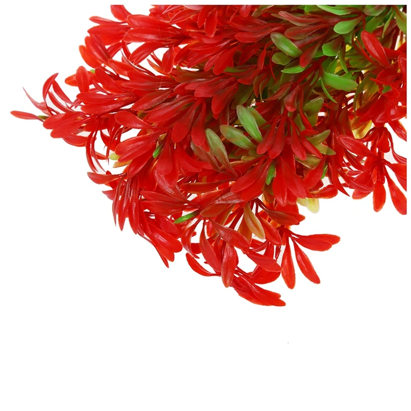 2 Pcs Aquarium Accessories: 1 Artificial Plastic Plant Red Green Color & Turtle Decoration | Дом и сад