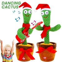 christmas cactus toy electric dancing cactus can sing plant cactus toy home office decoration with led light can record