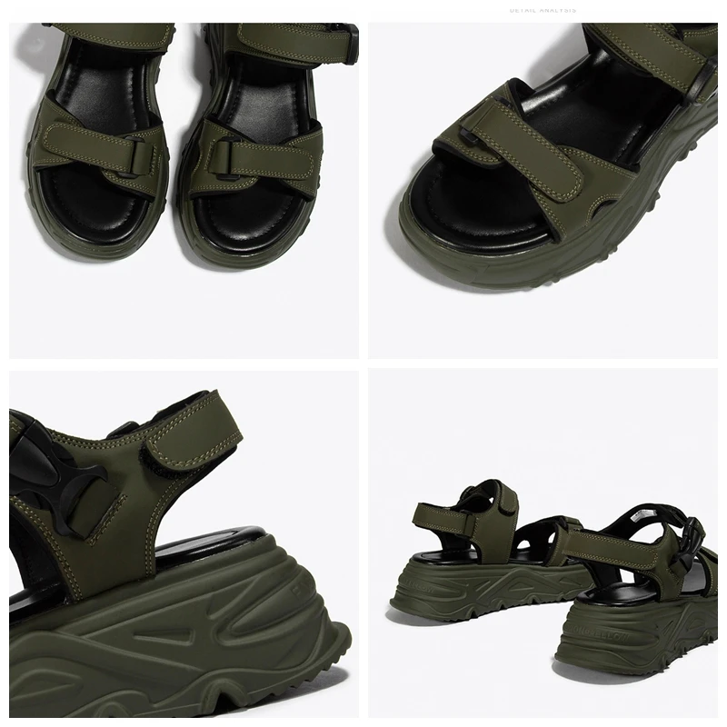

Autuspin Classic Army Green Platform Sandals Women Summer Fashion Chunky Heels 2021 Ladies Party Working Casual Flat Shoes Woman