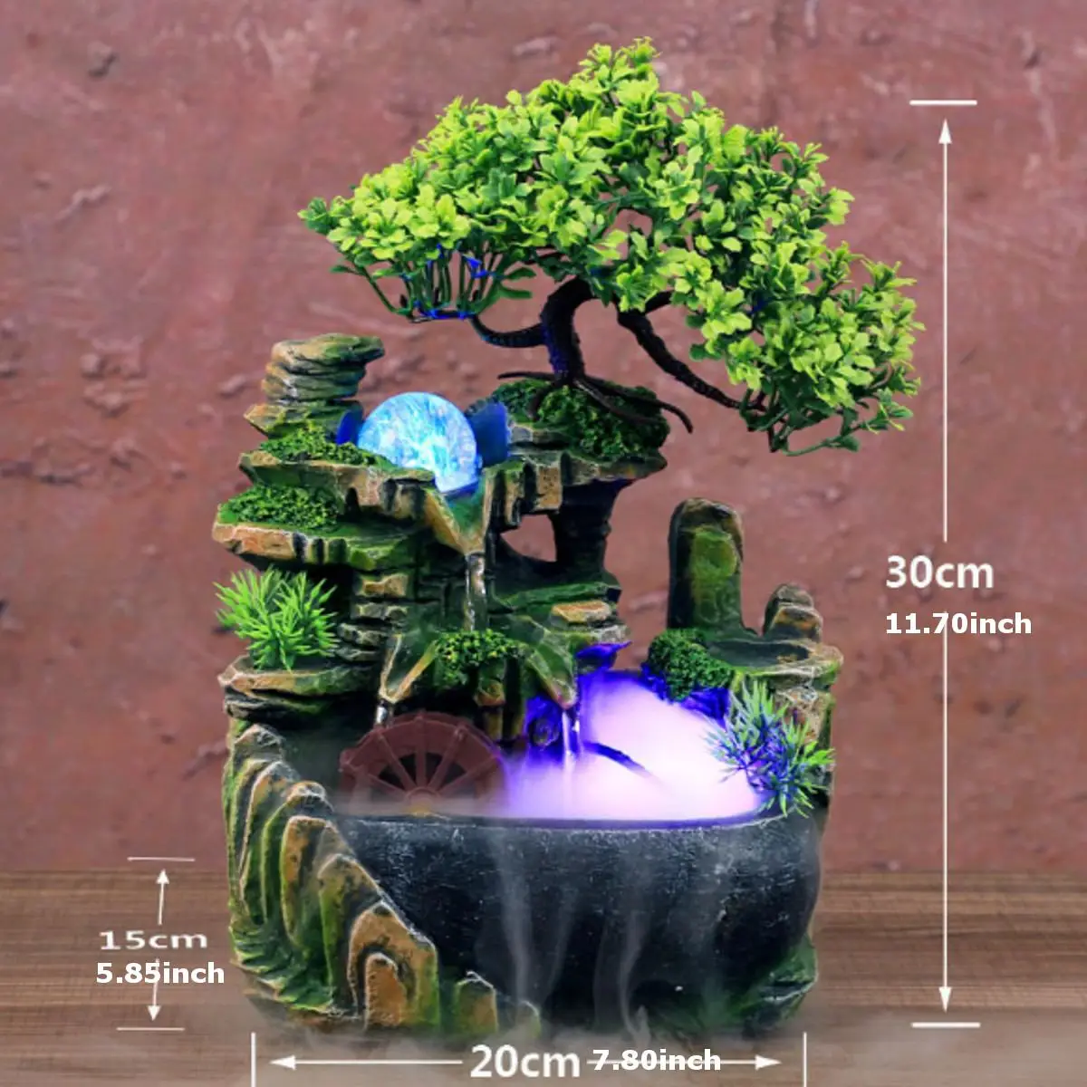 Светодиодный Водопад статуя Крытый резиновая имитация Рокери настольный фонтан геомантическая медитация микро пейзаж домашний садовый декор
