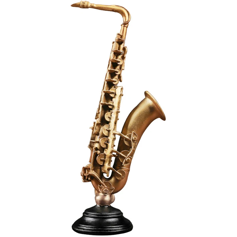 

American Gold Home Decor Retro Saxophone Violin Musical Instrument Model Ornaments Living Room Wine Cabinet Decoration Crafts