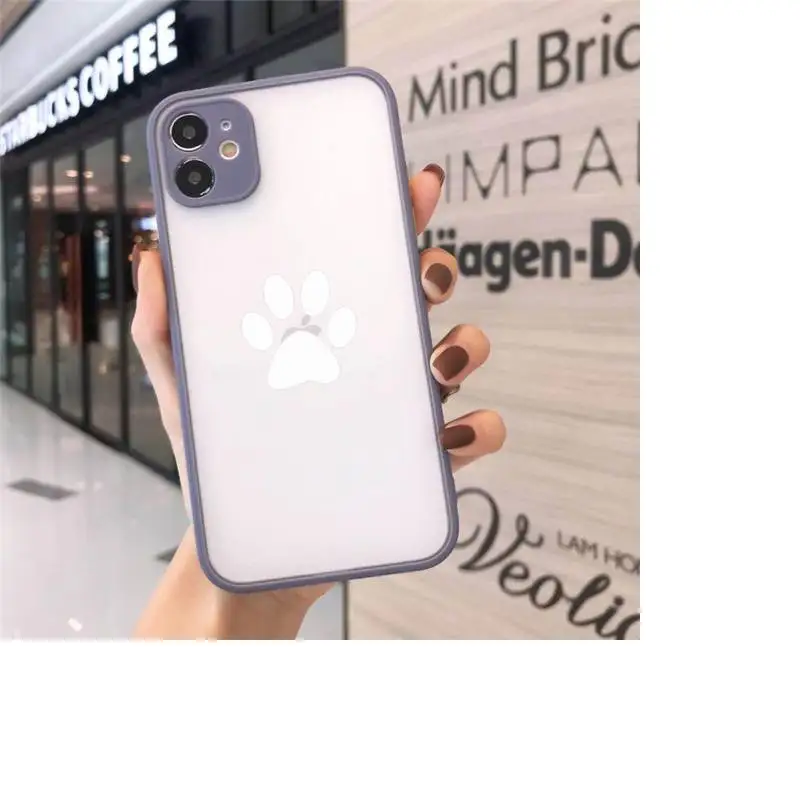 

Animal Cat Dog Paw print aesthetics Phone Case matte transparent For gray iPhone 7 8 x xs xr 11 12 pro plus max mini Funda Clear