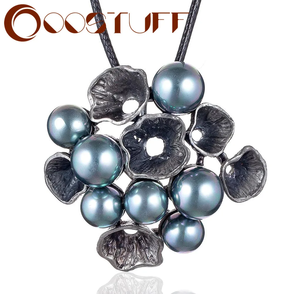 Винтажная бижутерия длинное ожерелье для женщин подвеска в виде цветка бусины