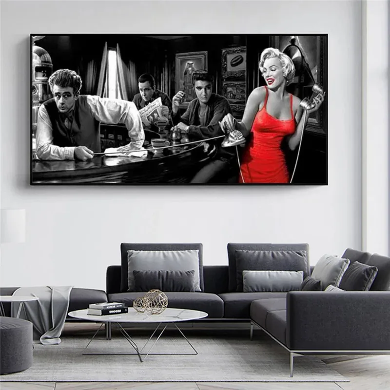 

James Dean Marilyn Monroe Elvis Presley Canvas Paintings Posters and Prints Wall Art Pictures for Living Room Decor (No Frame)