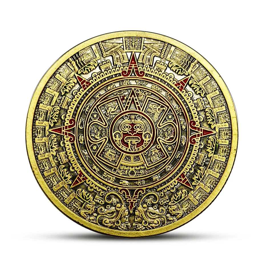 

Mexico Mayan Commemorative Coin Aztec Gold Dragon Calendar Mysterious Collectibles Crafts Gifts