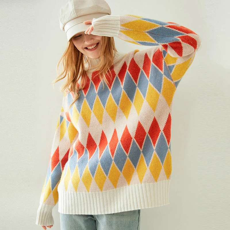 Новинка Осень/Зима 2020 Модный женский кашемировый свитер с узором из страз