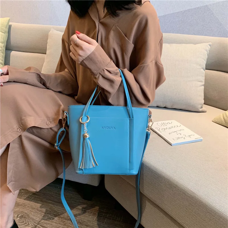 Youda Большая вместительная Женская однотонная сумка из ПУ материала для покупок