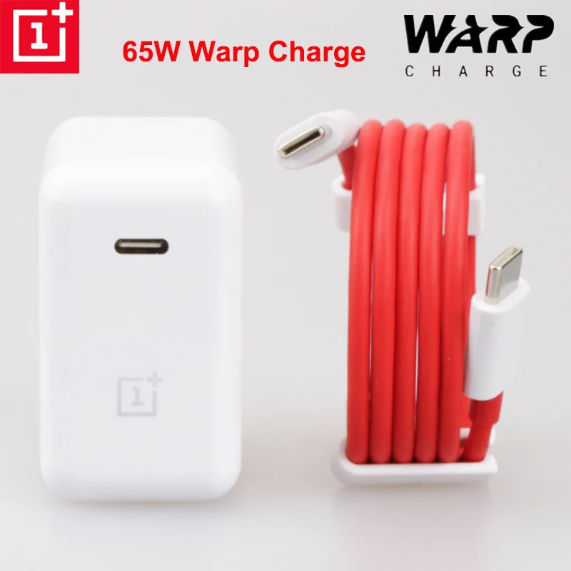 Оригинальное зарядное устройство OnePlus 8 T Warp Charge 65 белое стандарта ЕС и США кабель