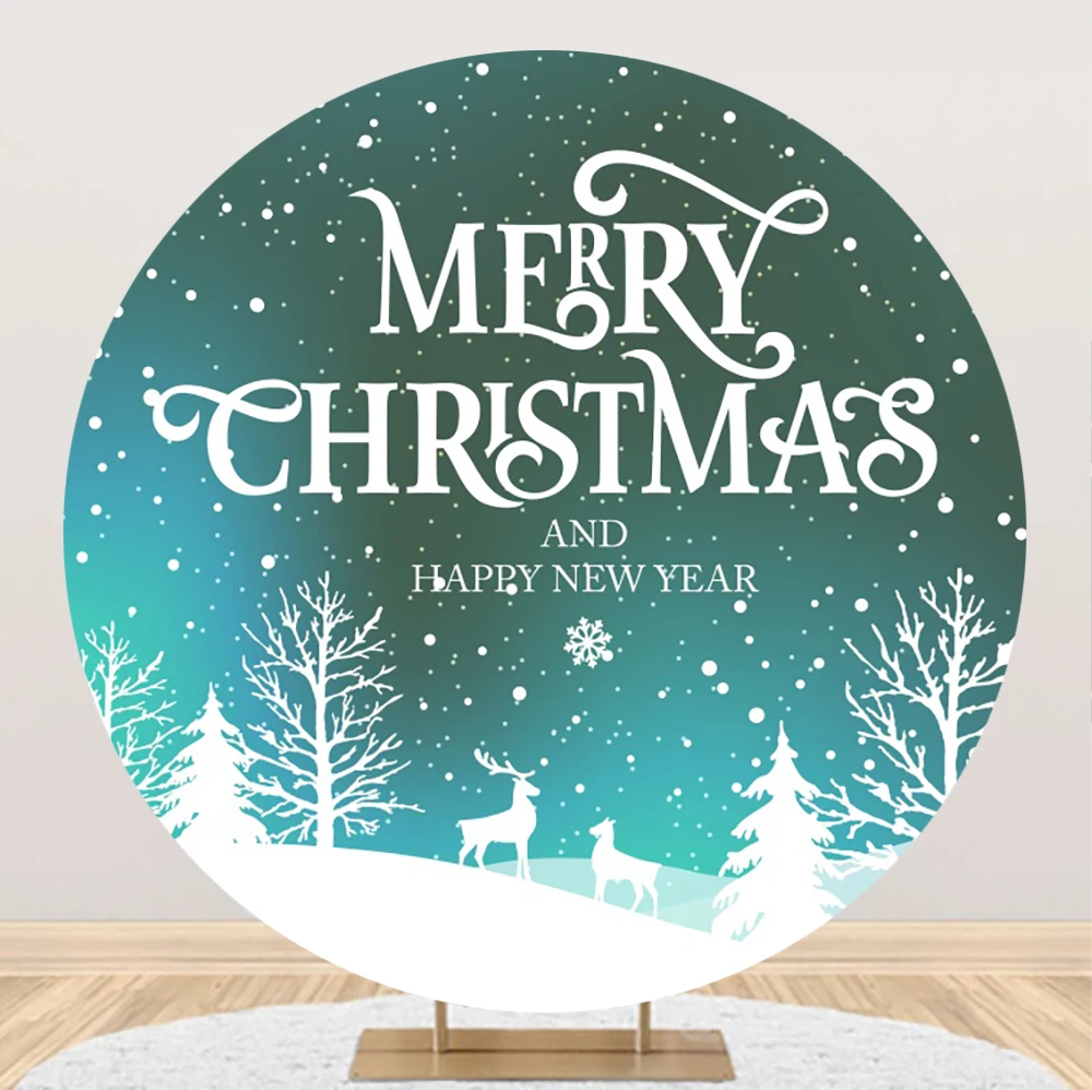 

Laeacco Merry Christmas New Year Party Round Backdrops Winter Snowflake Scenic Child Fhotocall Poster Photographic Backgrounds