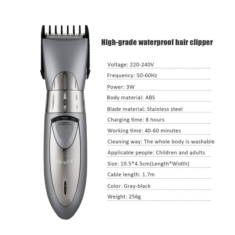 

USB Rechargeable Electric Hair Clippers with Replacement Stainless Steel Blade Cutter Trimmer For Men Hair Styling Machine 38