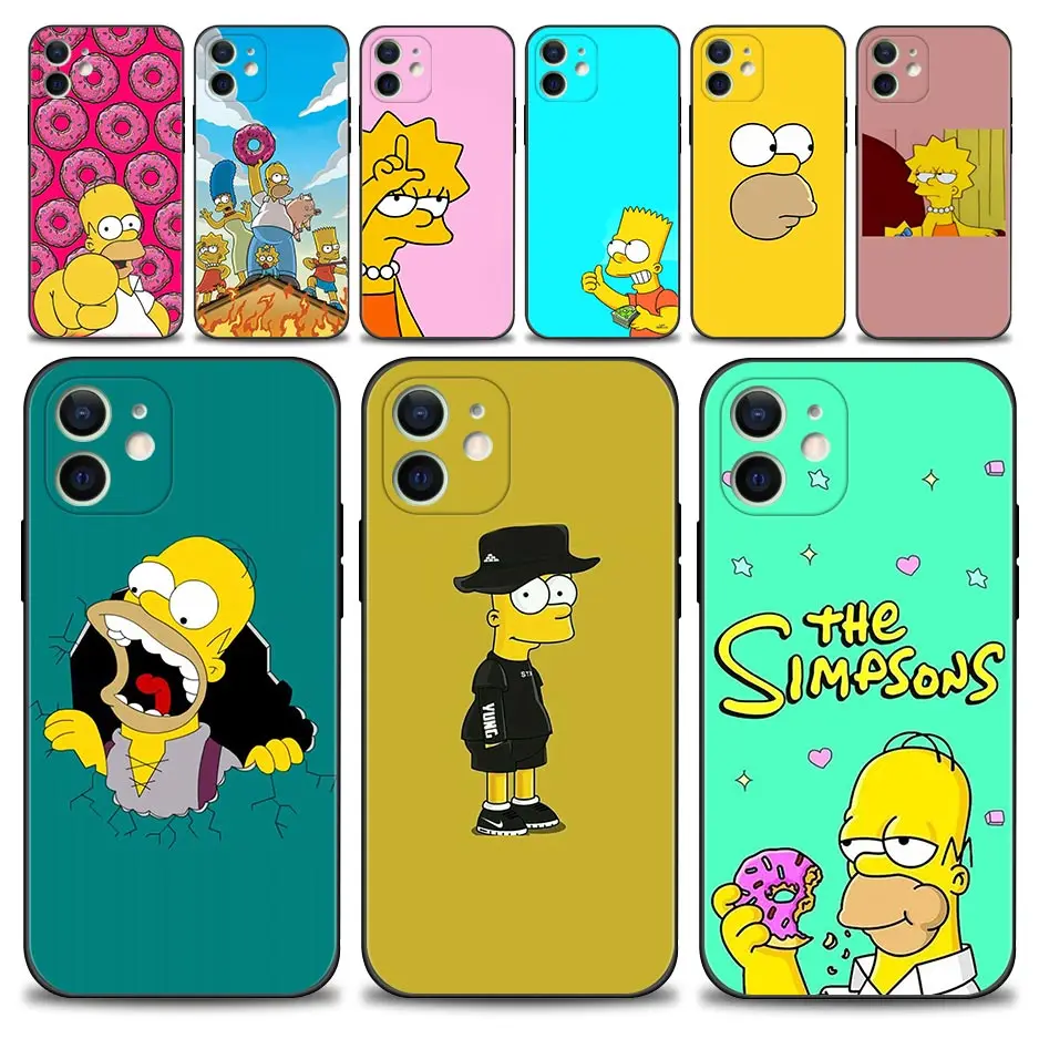 

Disney Anime Simpson Case Fundas For iPhone 11 12 13 Pro 13 12 Mini 11 Pro Max Silicone Soft Lovely Bags Cover Coque